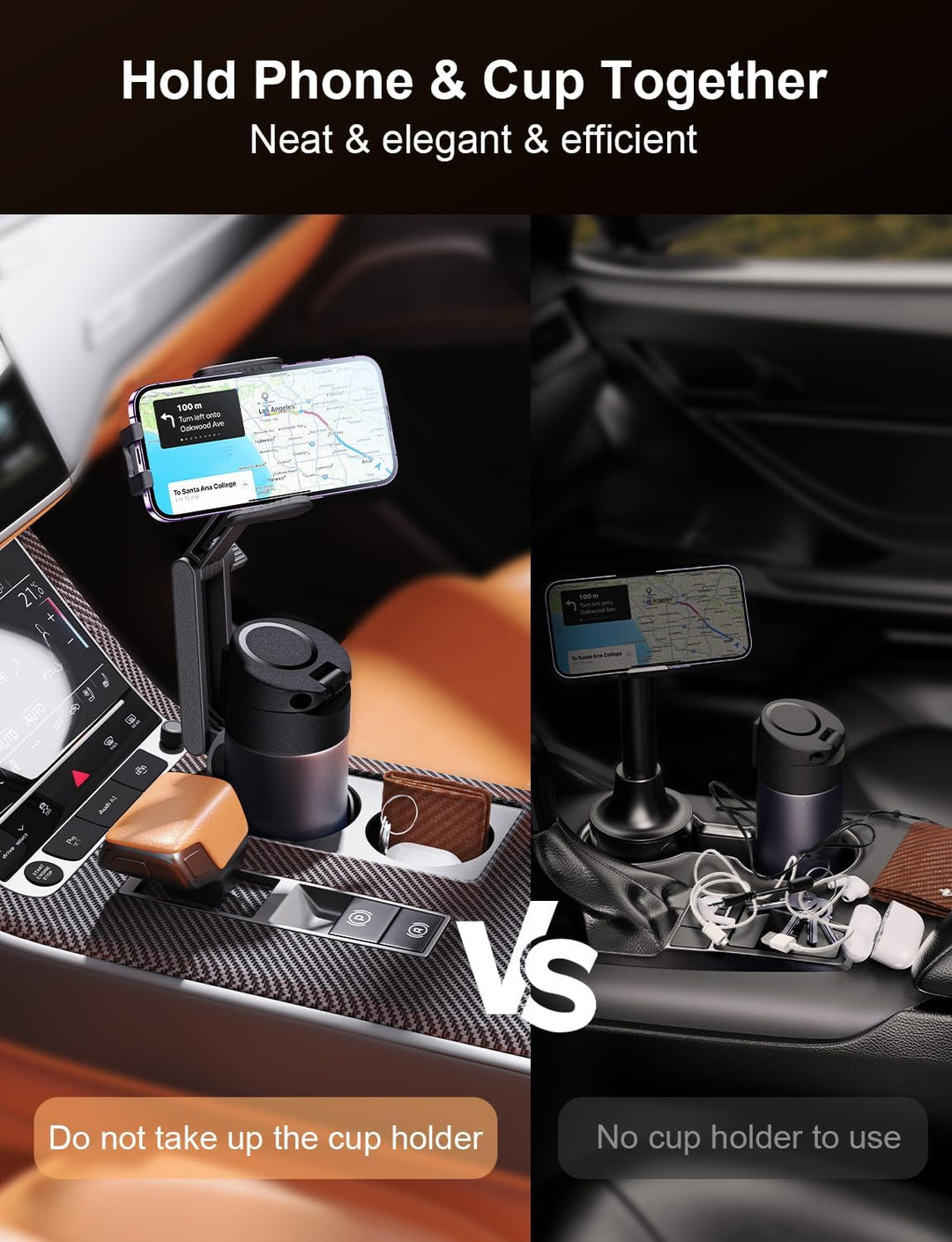Cup Holder Phone Mount for Car with Adjustable Height