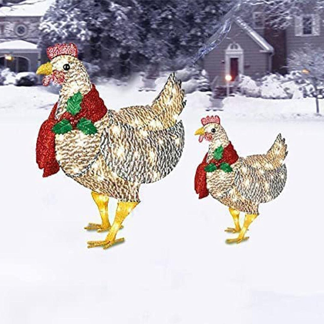 WinterHen LED Chicken with Scarf – Illuminating Christmas Decoration for Indoor and Outdoor