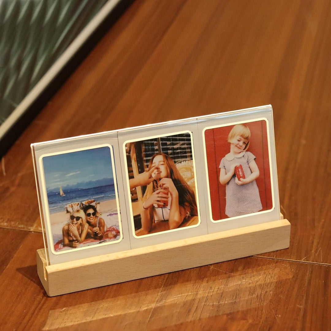 Light-Up Photo Frame with Three Slots for Photos and Tickets
