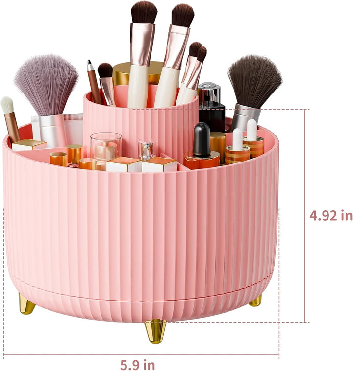 360° Rotating Makeup Organizer with 5 Compartments
