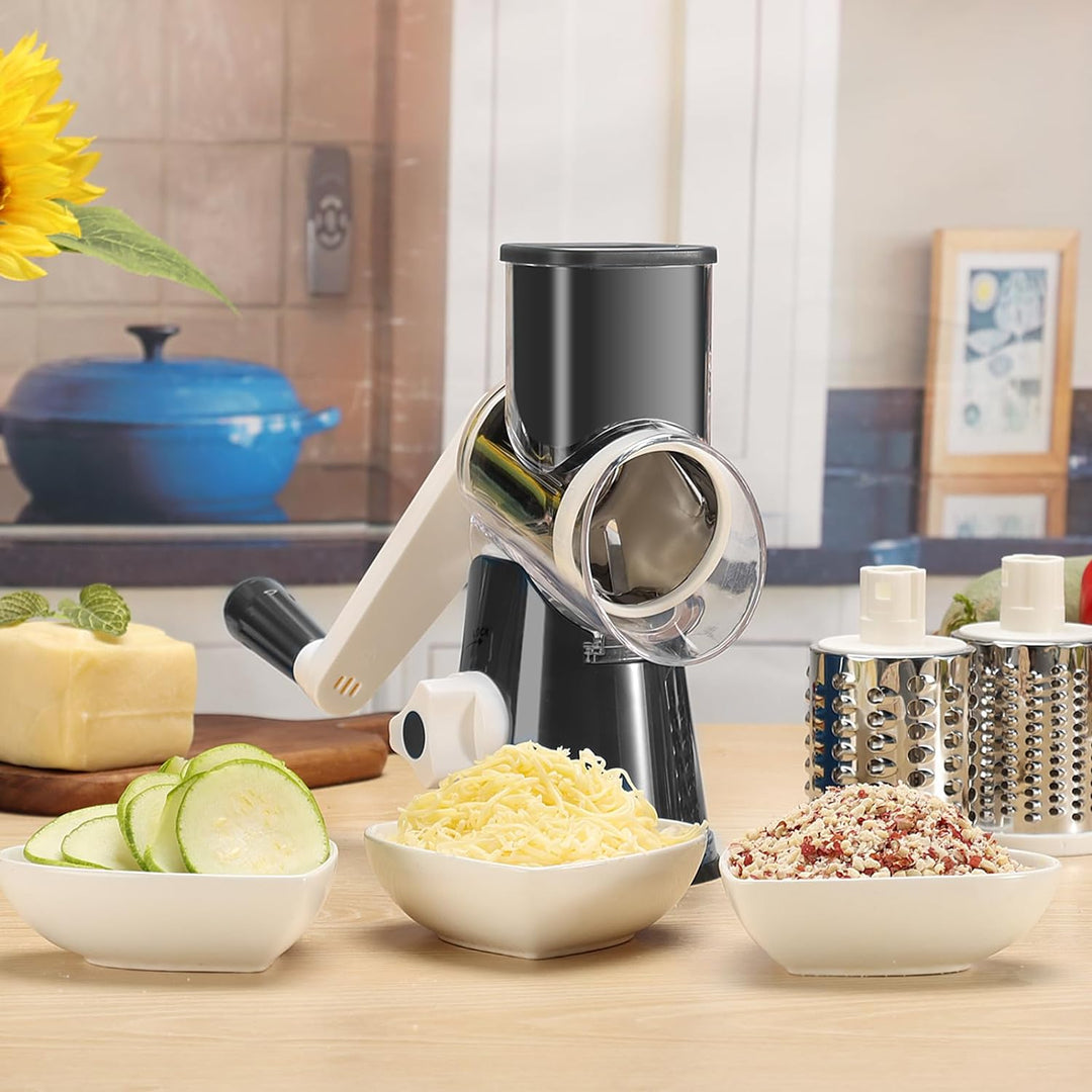 Rotary Cheese and Vegetable Grater with Suction Base
