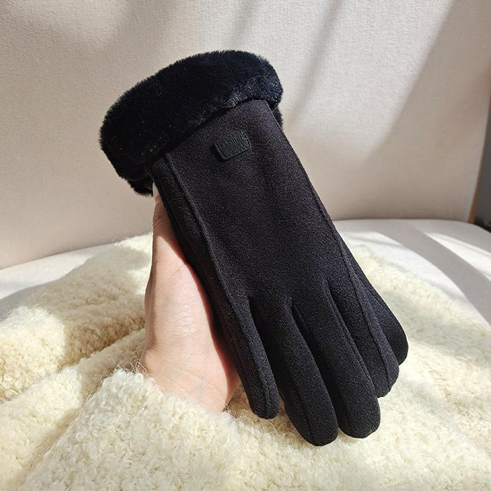 Hendrano Fleece-Lined Suede-Look Gloves with Faux-Fur Cuff