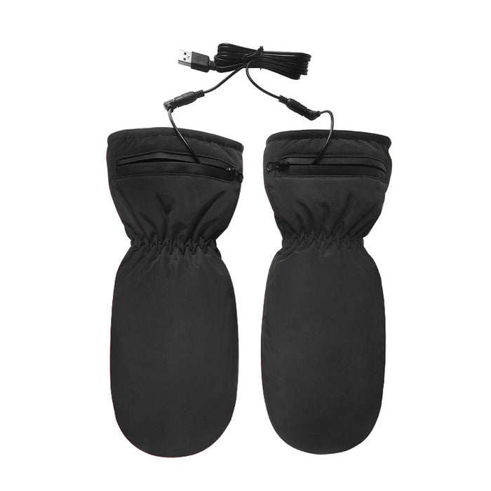 Hendrano Windproof USB Heated Mittens with Zip Pocket