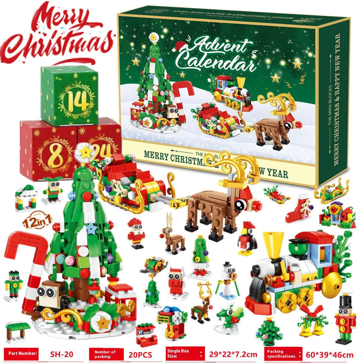 Christmas advent calendar with 24 mini brick building boxes