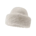 Fluffy beige faux fur roll-brim hat