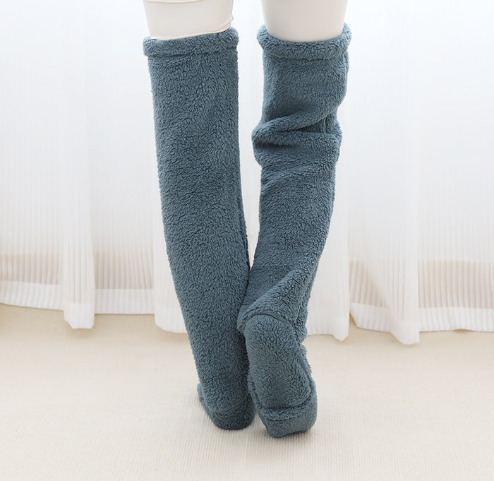 Hendrano Drawstring Plush Leg Warmer Socks, Over the Knee