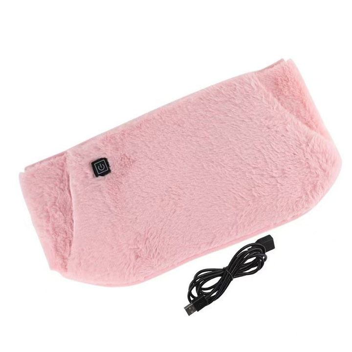 Plush heated waist belt with hand pocket