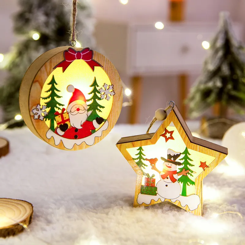 Hendrano™ Wooden Christmas Tree Hanging Light Box with Twine Loop