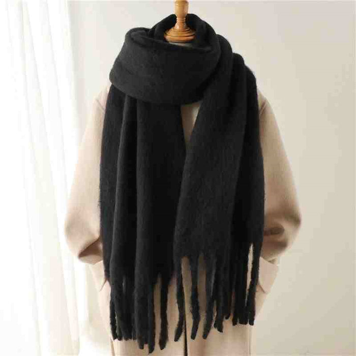 Hendrano Fluffy Winter Scarf with Chunky Tassels in 19 Colors