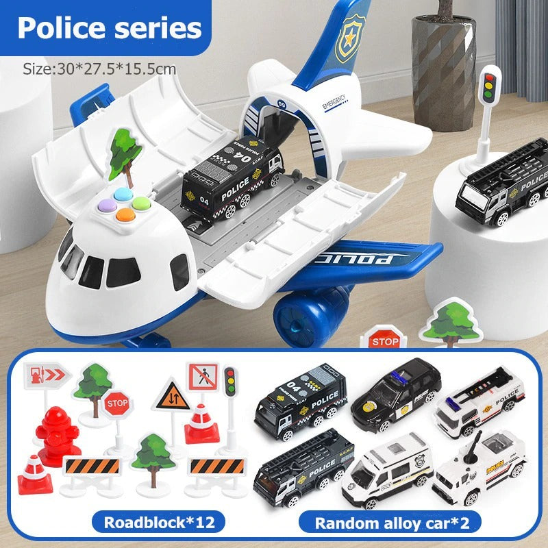 XL Airplane Toy Set with Cars, Crane and Road Signs, 20 Pieces