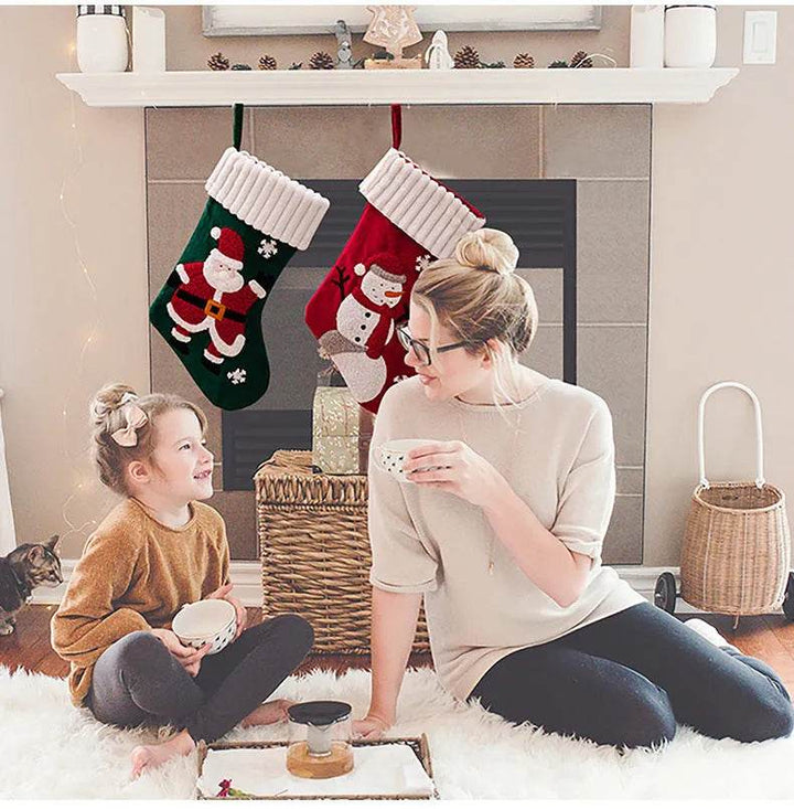 Gold Velvet Patch Christmas Stocking Ornament