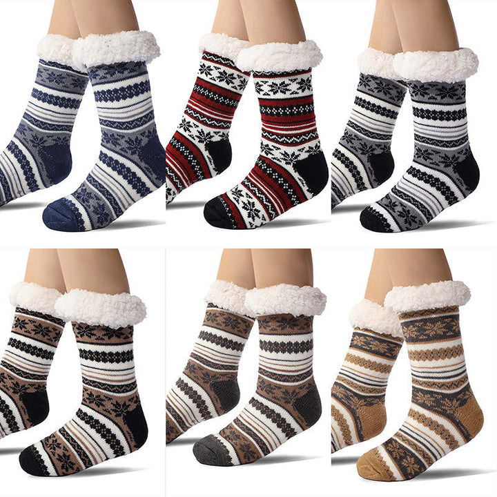 Ultra-Thick Snowflake Slipper Socks with Silicone Grip Soles