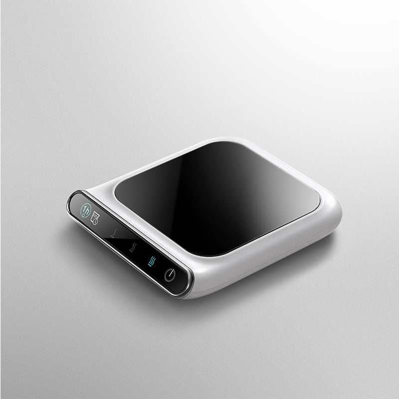 White smart mug warmer with coffee mug