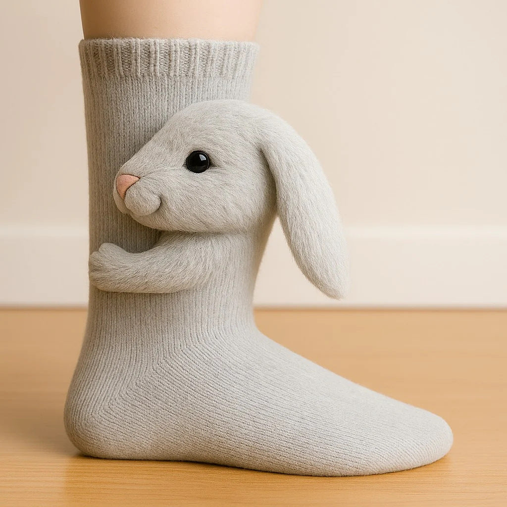 Socks with 3D crochet sloth on ankle