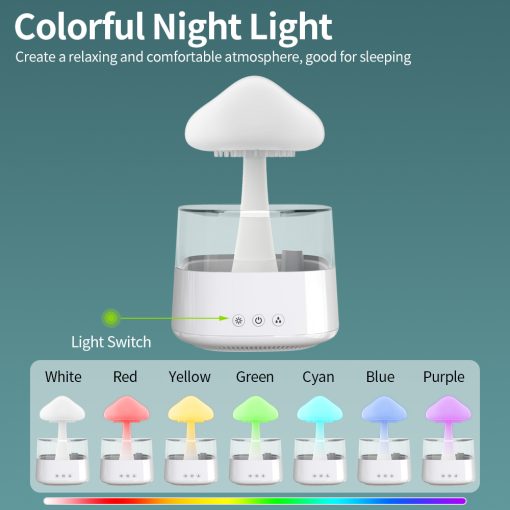 Hendrano™ Rain Cloud Humidifier and Aroma Diffuser with Mushroom Night Light