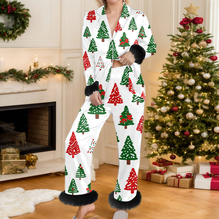 Woman in a red Santa pajama set
