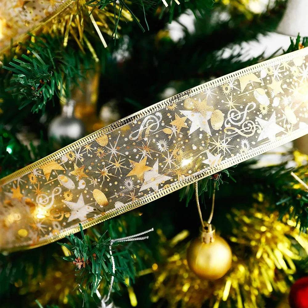 Double-Layer Christmas Ribbon with 50 Built-In LED Lights