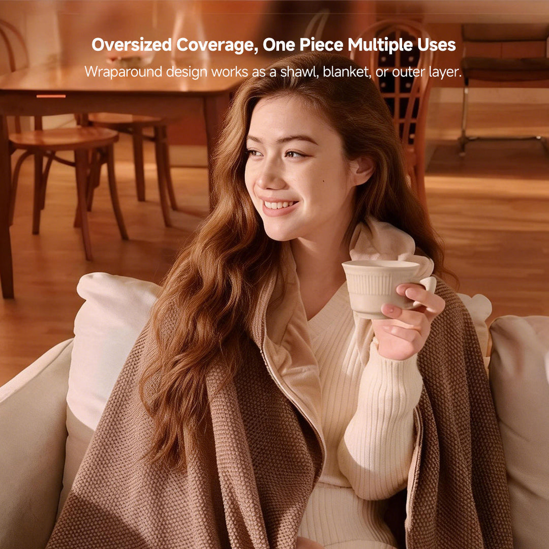 Hendrano™ Hooded USB Heated Shawl with Zipper and 3 Heat Settings