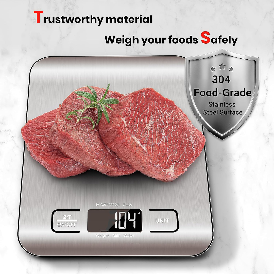 Digital Kitchen Scale with Tare, 5 Units and Backlit LCD
