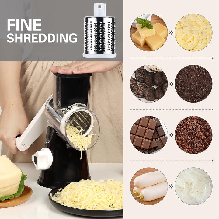 Rotary Cheese and Vegetable Grater with Suction Base