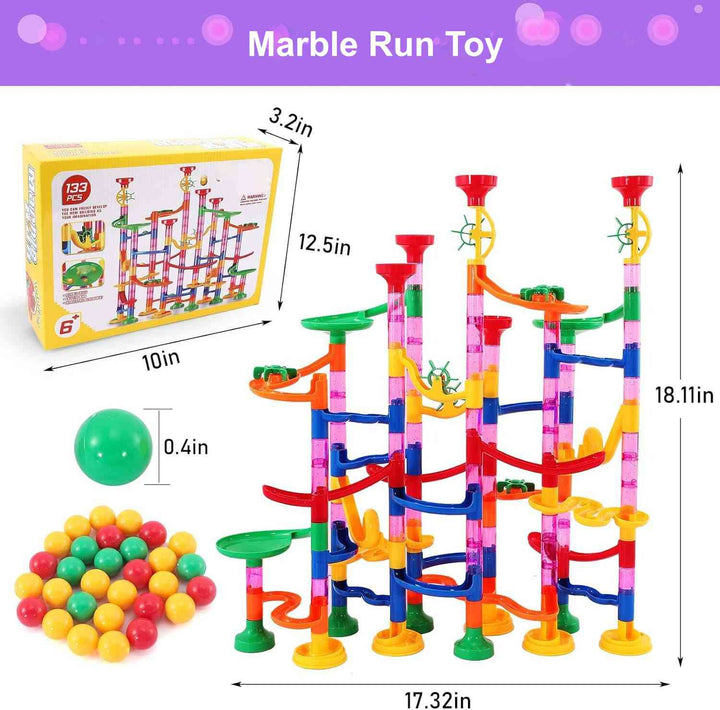 Hendrano™ 133-Piece Marble Run Set with Translucent Tracks and Marbles