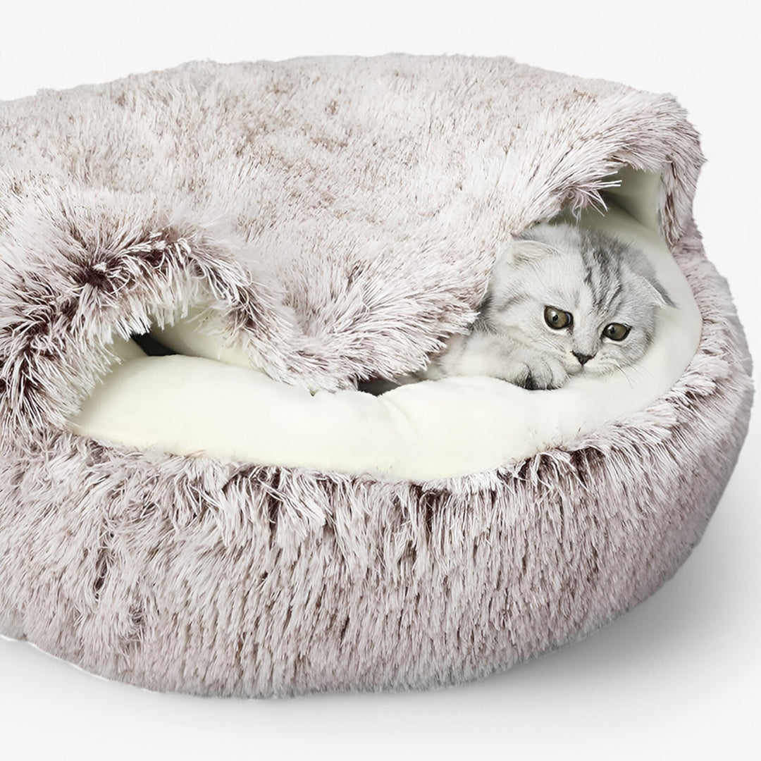 Hendrano™ Round Faux Fur Pet Bed with Washable Cover and Non-Slip Bottom