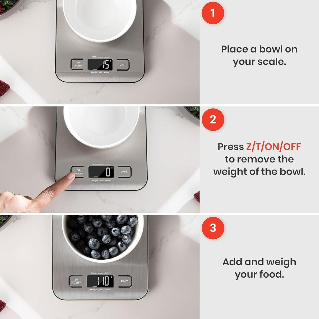Digital Kitchen Scale with Tare, 5 Units and Backlit LCD
