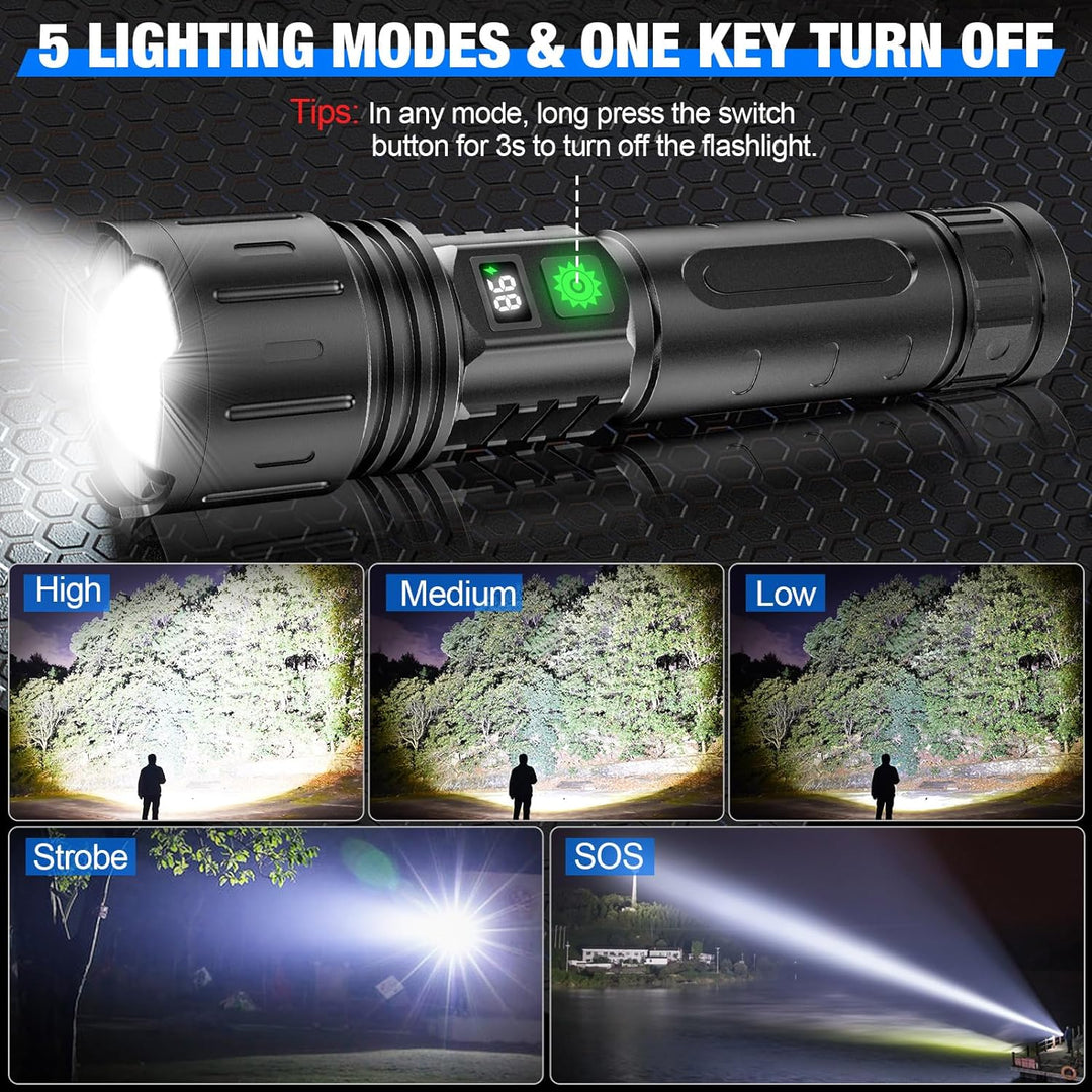 Hendrano™ Super Bright Rechargeable LED Flashlight with Power Bank