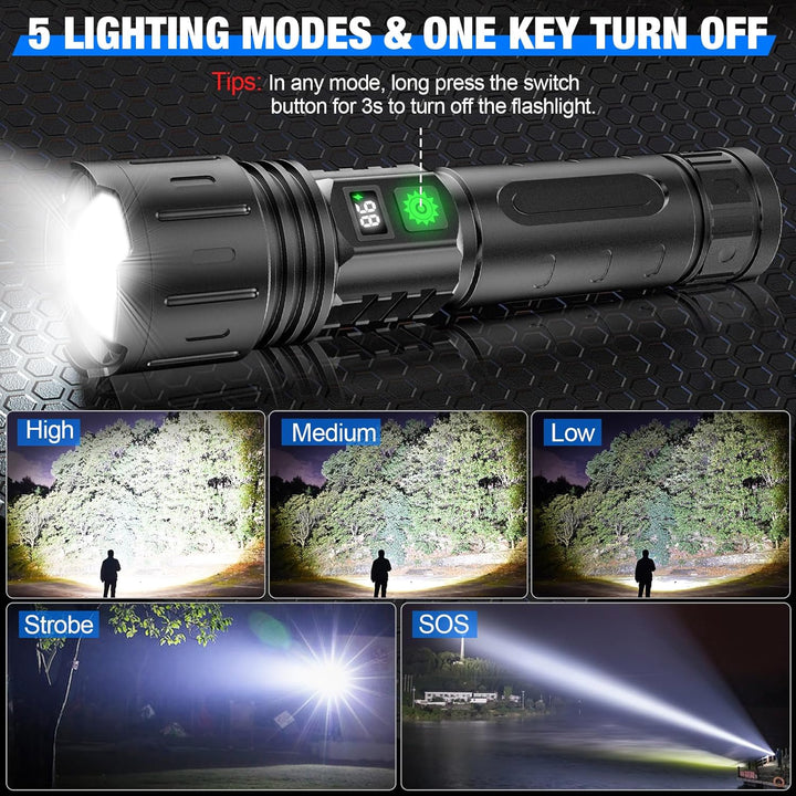 Hendrano™ Super Bright Rechargeable LED Flashlight with Power Bank