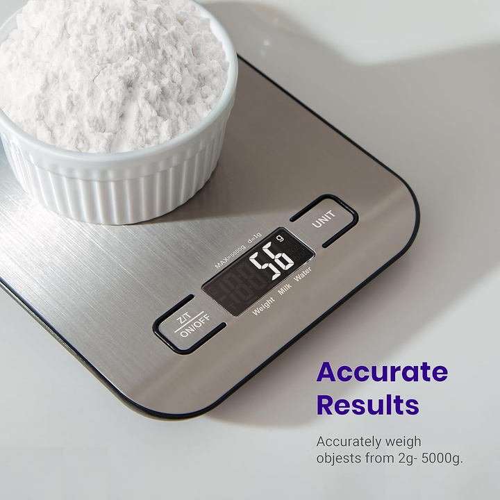 Digital Kitchen Scale with Tare, 5 Units and Backlit LCD