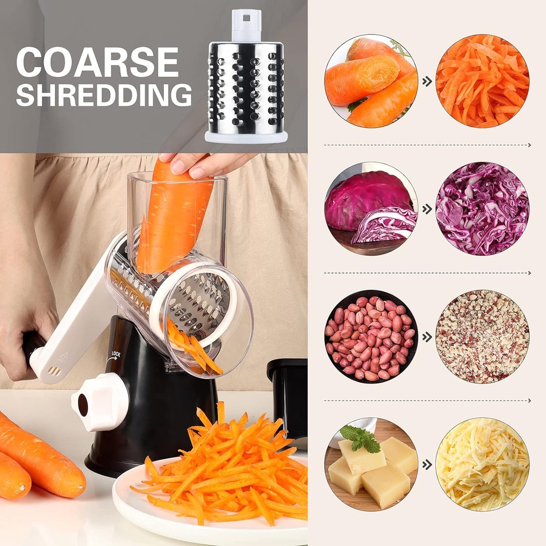 Rotary Cheese and Vegetable Grater with Suction Base