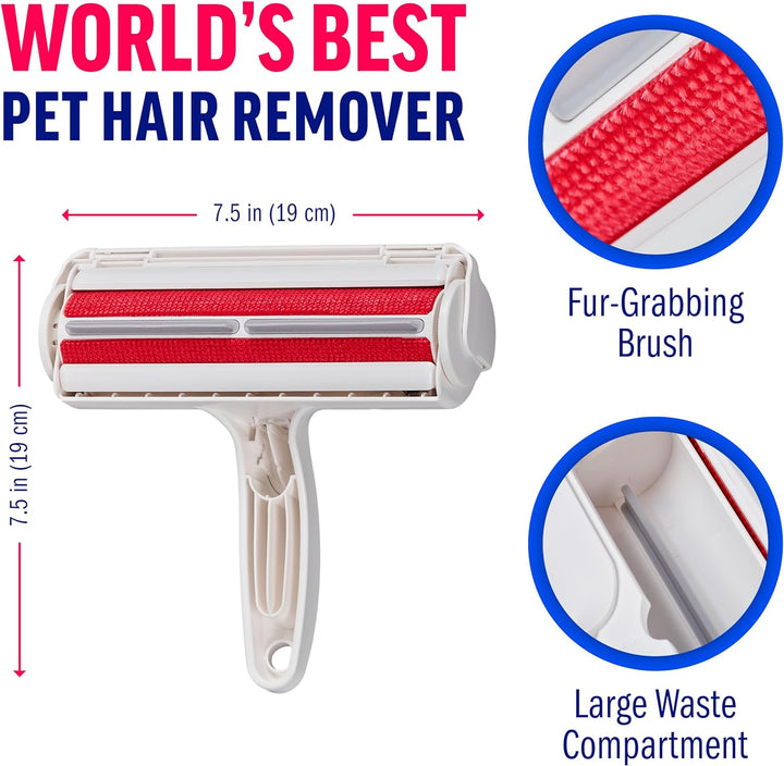 Reusable Pet Hair Roller with Built-In Collection Chamber