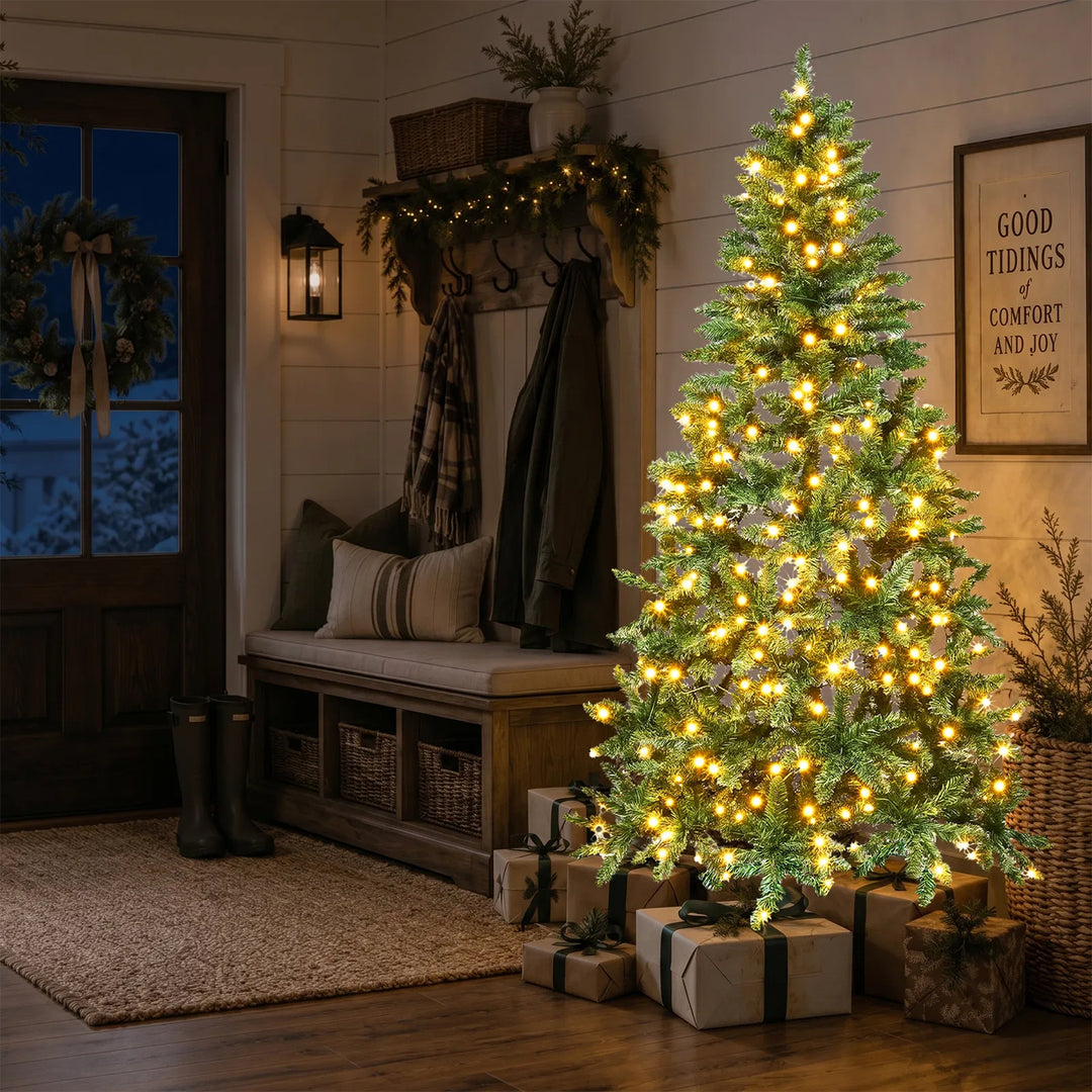 Flat back half Christmas tree against wall