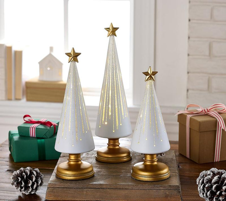 LED Light-Up Christmas Tree Set of 3 with Built-In Timer