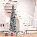 Tall slim snow flocked pencil tree