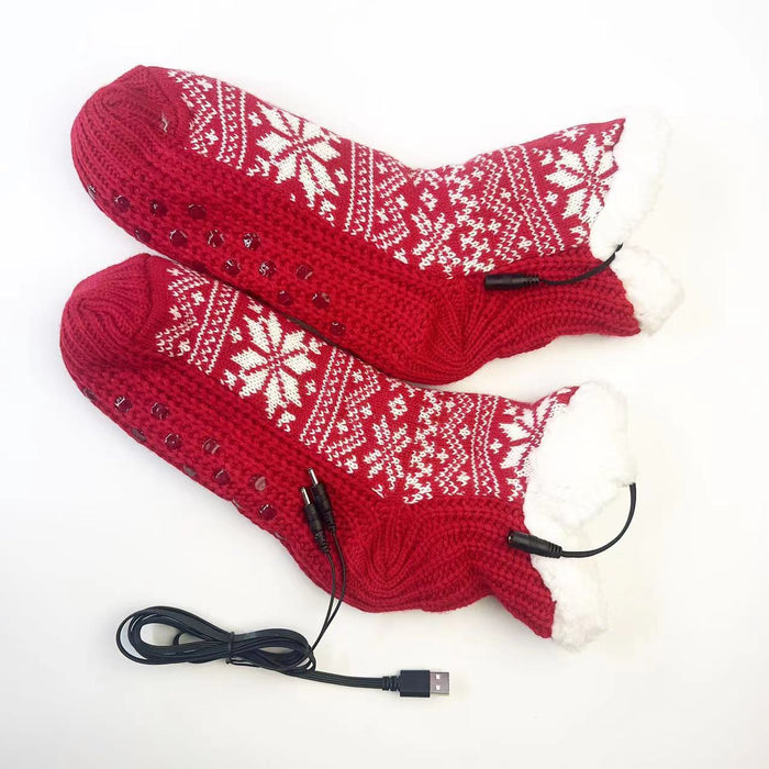 Hendrano USB Heated Snowflake Socks with Plush Lining