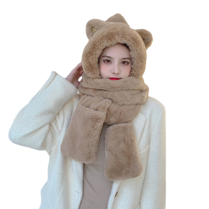 Plush heated hood with scarf and ears
