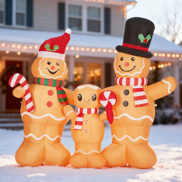 Inflatable gingerbread family of three