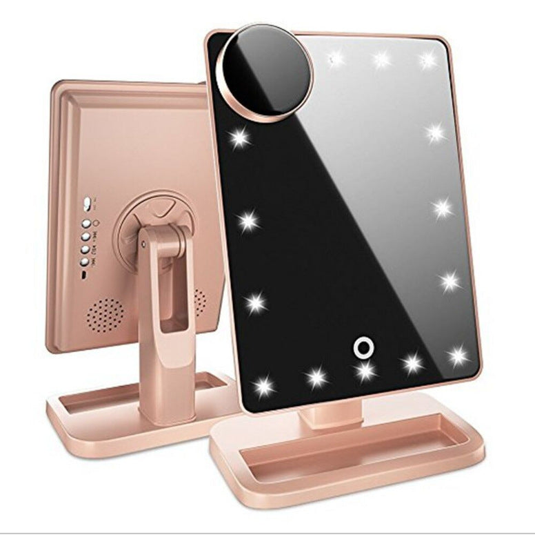 Rose gold lighted makeup mirror