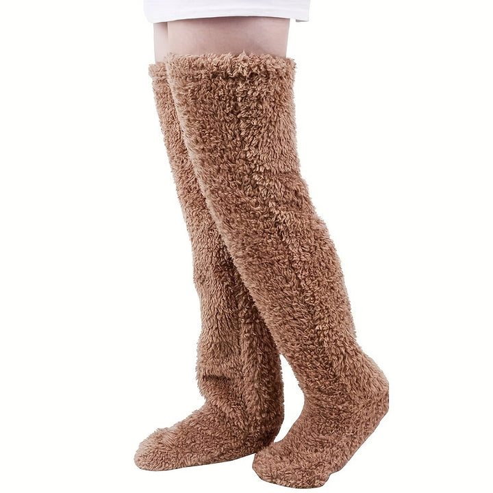 Fluffy over-the-knee plush leg socks