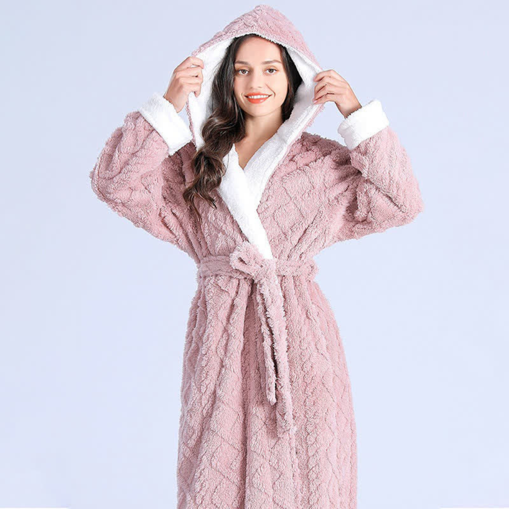 Hendrano™ Long Plush Hooded Robe with Two Large Front Pockets