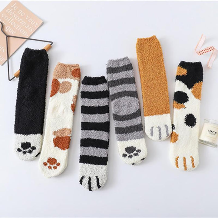 Hendrano™ Cozy Cat Paw Socks in Soft Coral Fleece, One Size Fits Most
