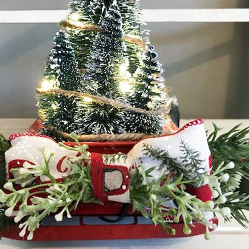 Red Farm Truck Christmas Decoration with Lighted Trees