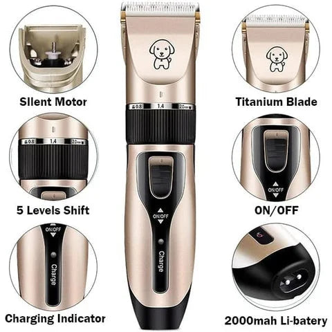 Low-Noise Rechargeable Dog and Cat Clippers Grooming Kit