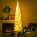 Tall white pencil Christmas tree with lights