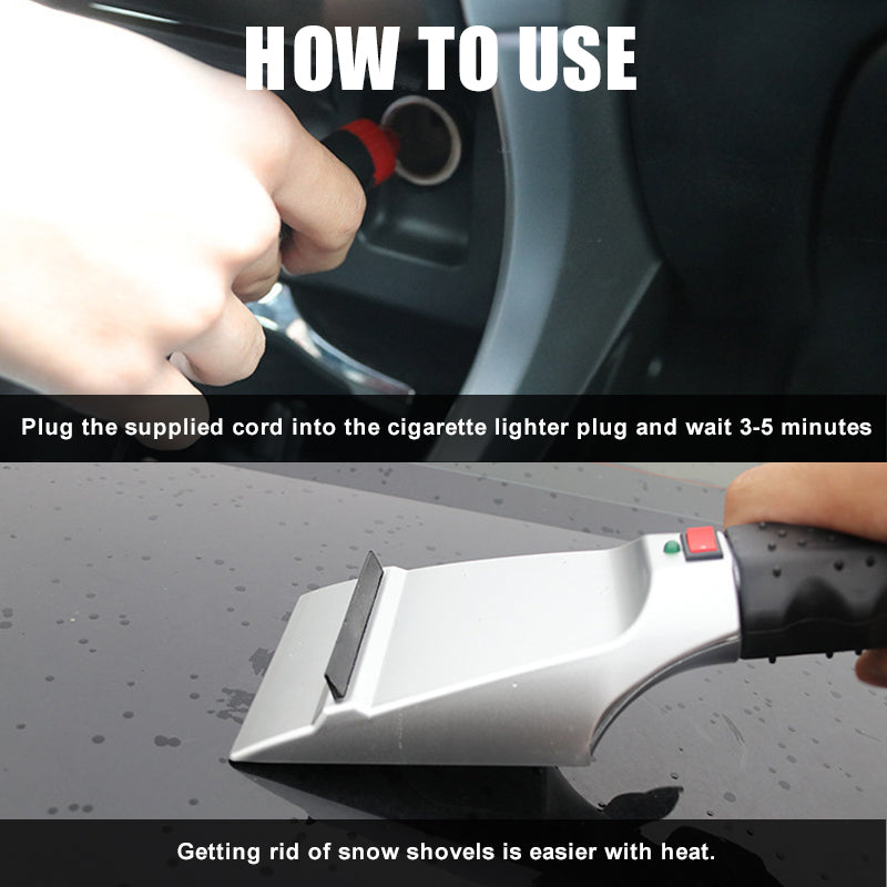 Heated 12V Ice Scraper with Built-In LED Light