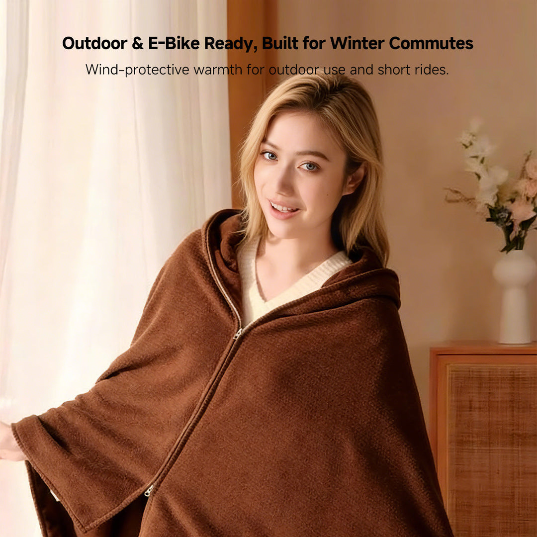 Hendrano™ Hooded USB Heated Shawl with Zipper and 3 Heat Settings