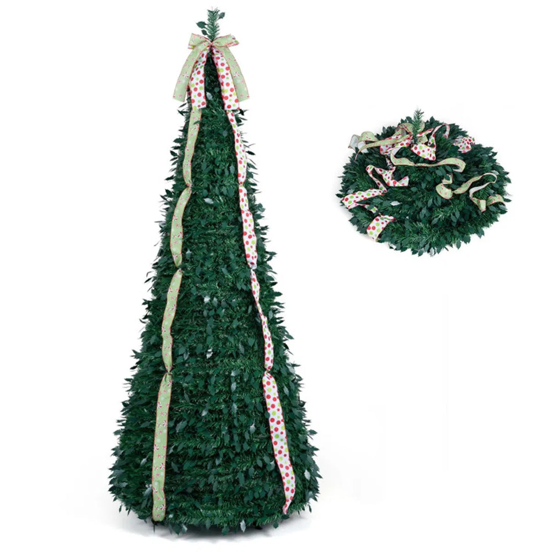 Pop up Christmas tree with satin ribbons