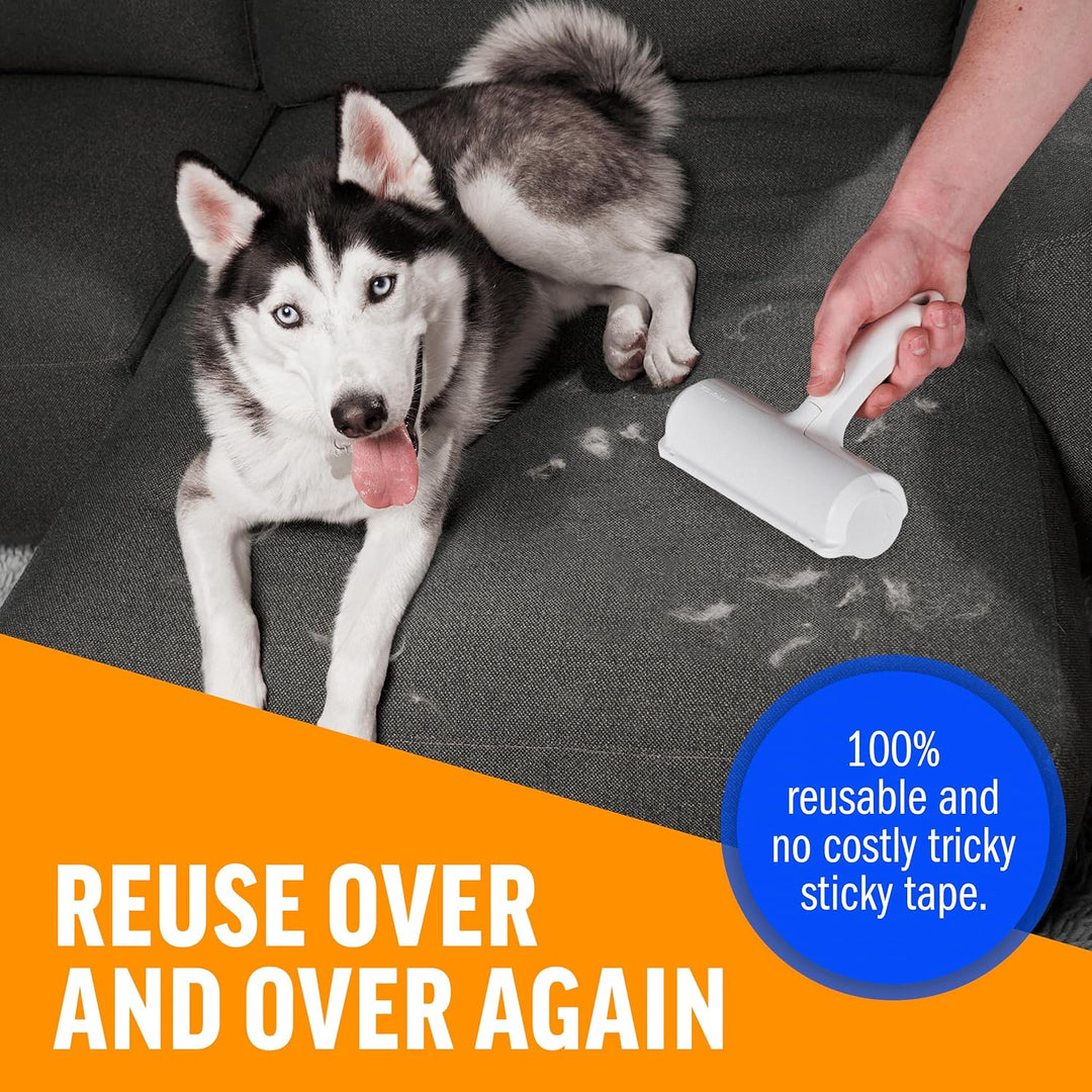 Reusable Pet Hair Roller with Built-In Collection Chamber