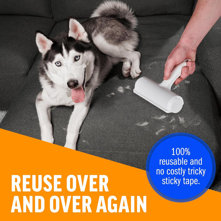 Reusable Pet Hair Roller with Built-In Collection Chamber